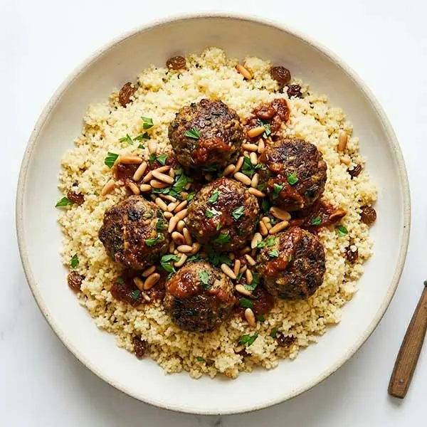 Arabic Beef Meatballs With Steamed Couscous